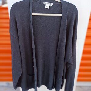 Wintersilks Women's Ribbed V Neck Silk Cotton Blend Cardigan Sweater